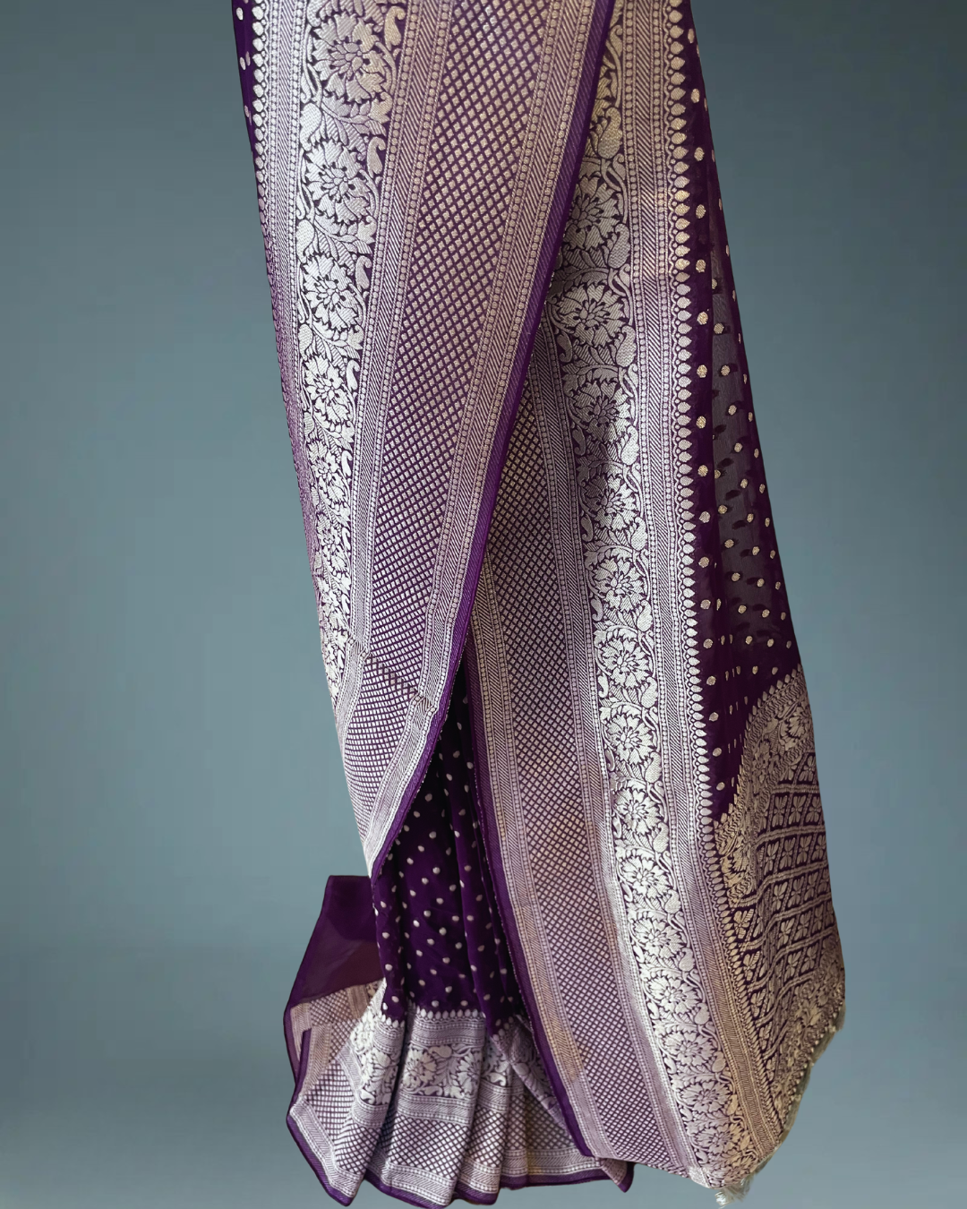 Banarasi Georgette Saree with Silver Zari for special occasions