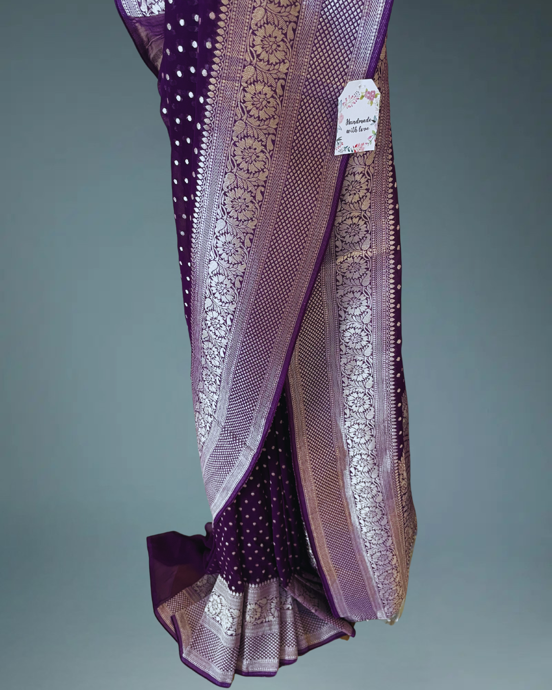 Banarasi Georgette Saree with Silver Zari for special occasions
