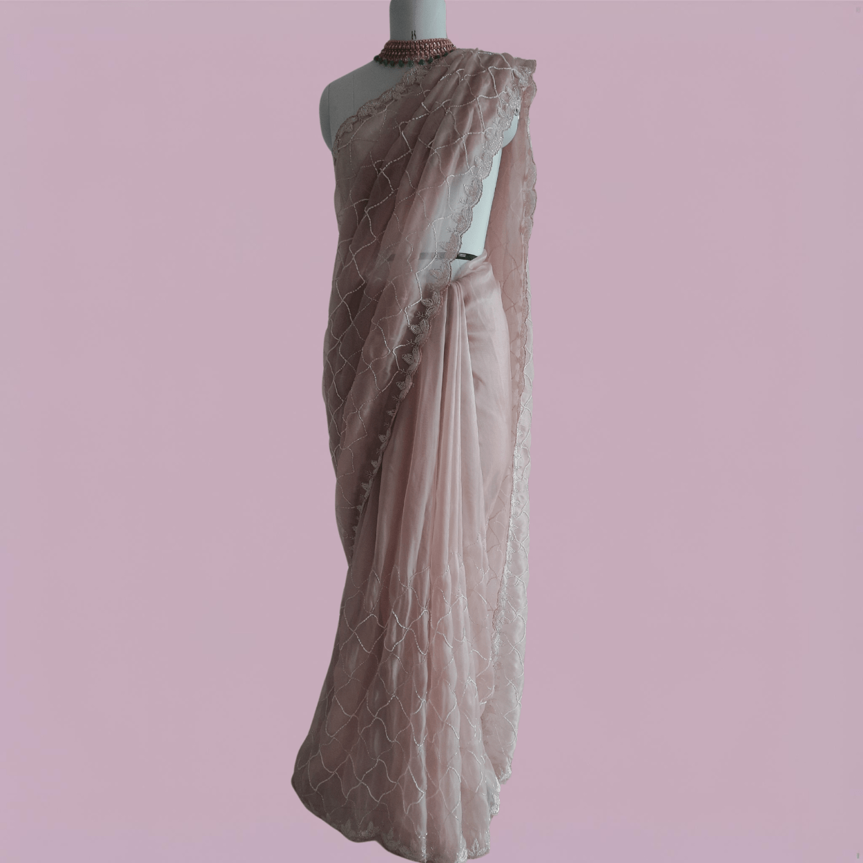 Pure Organza Saree in heavy cutdana and pearls Jaal handwork - Kalyanam By Swati
