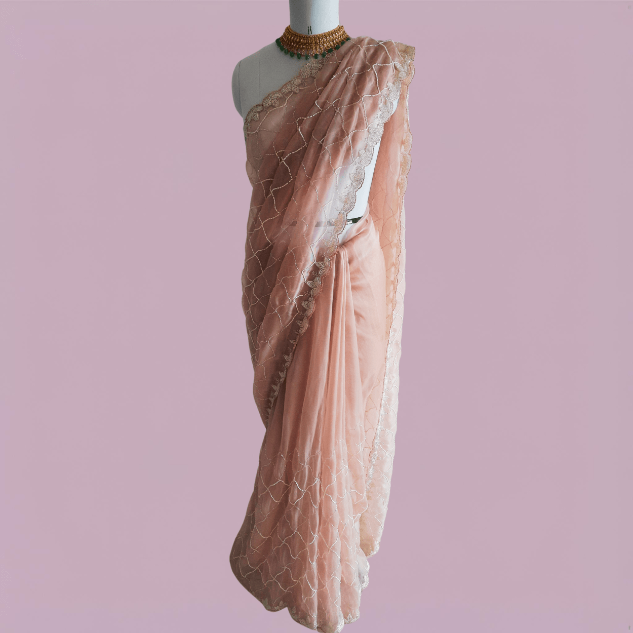 Pure Organza Saree in heavy cutdana and pearls Jaal handwork - Kalyanam By Swati