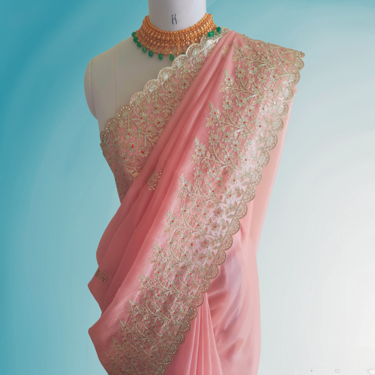 Pure Satin Organza Saree in hand gotapatti work - Kalyanam By Swati