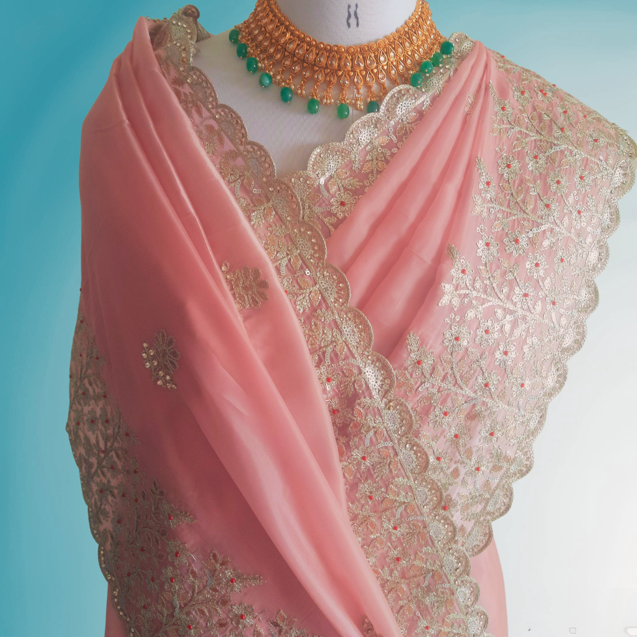 Pure Satin Organza Saree in hand gotapatti work - Kalyanam By Swati