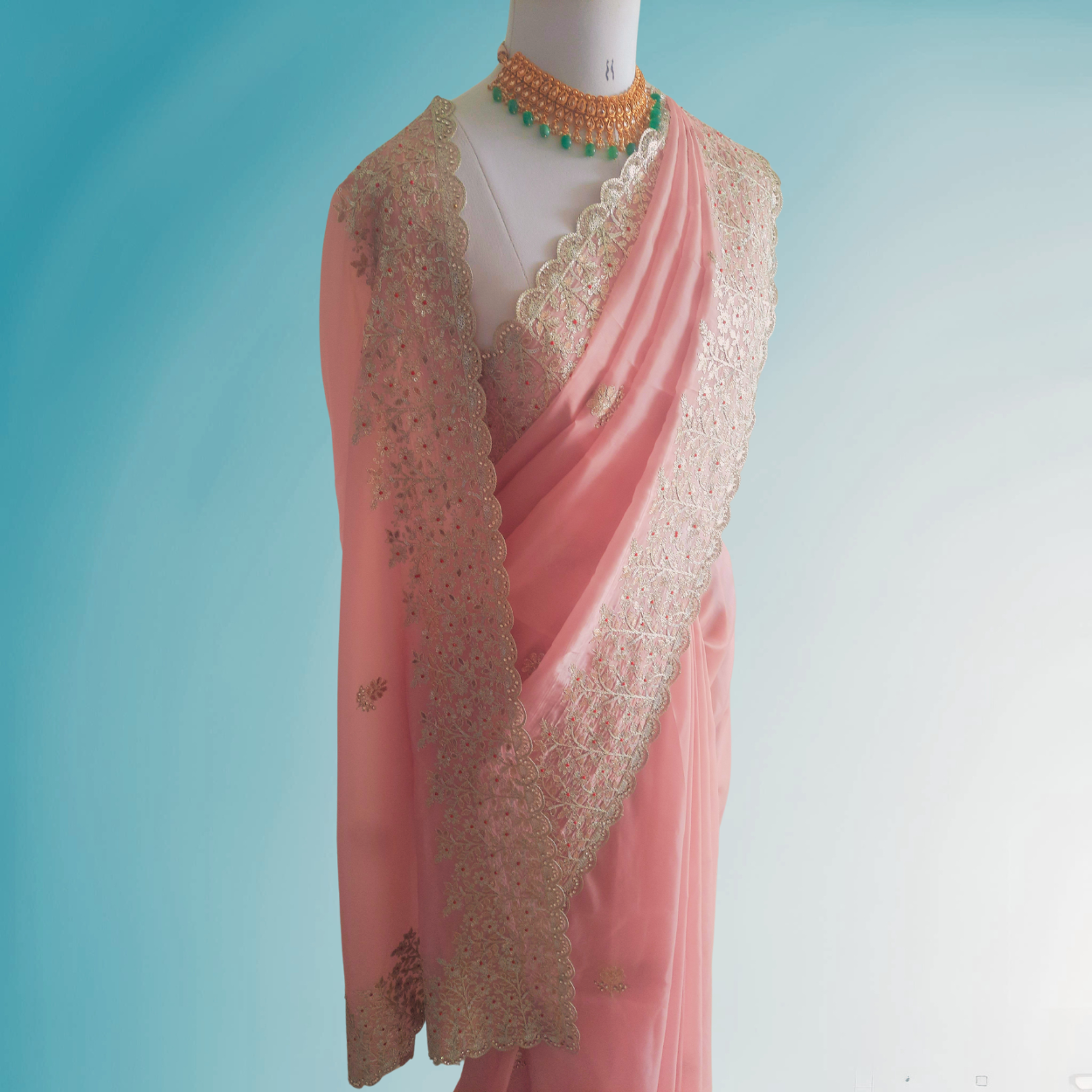 Pure Satin Organza Saree in hand gotapatti work - Kalyanam By Swati