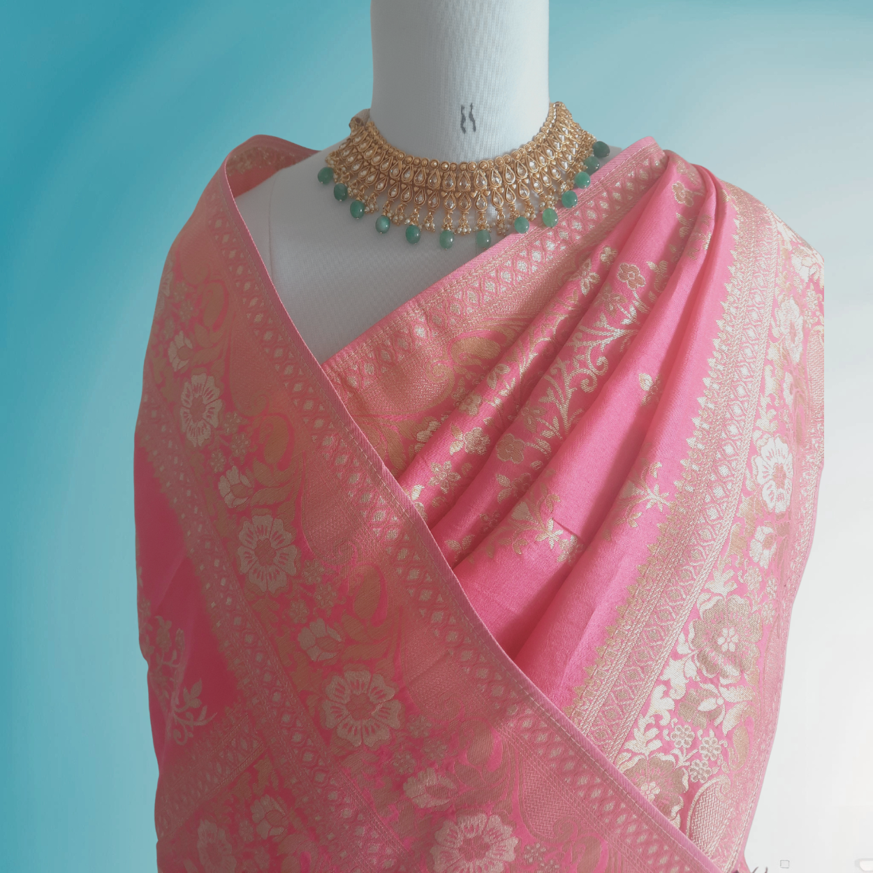 Banarasi Silk Saree in all over Silver Zari hand weaving in pink colour - Kalyanam By Swati