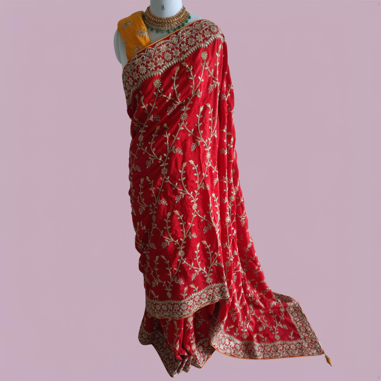 Banarasi Silk Bridal (Wedding) Saree in all over Zari hand weaving in red colour - Kalyanam By Swati