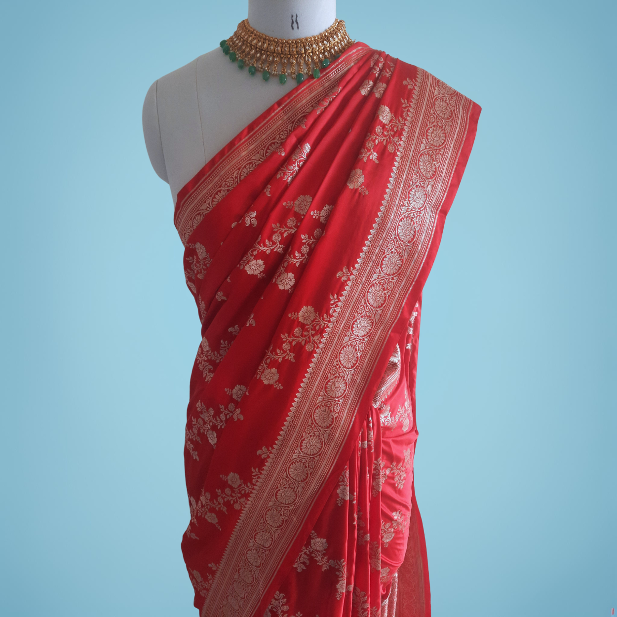 Pure Banarasi Mashru Satin Silk Saree in Red Color - Kalyanam By Swati