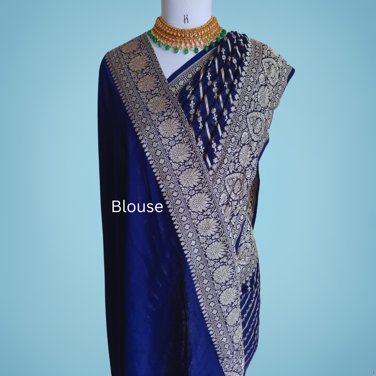 Pure Banarasi Khaddi Georgette Saree in Leheriya Style Zari Hand Weaving - Kalyanam By Swati