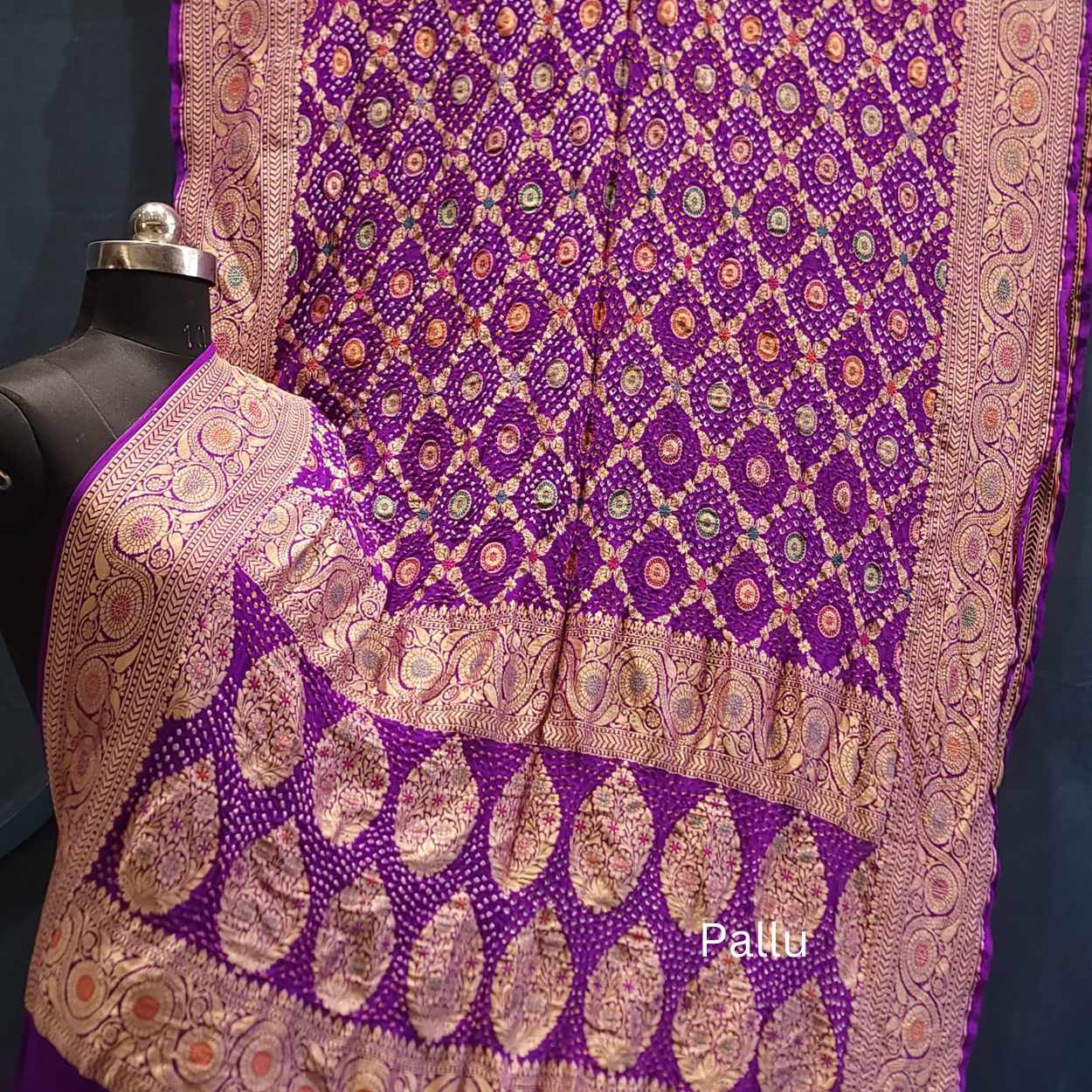 Pure Banarasi Khaddi Georgette Hand Bandhej Meenakari zari weaving Saree - Kalyanam By Swati