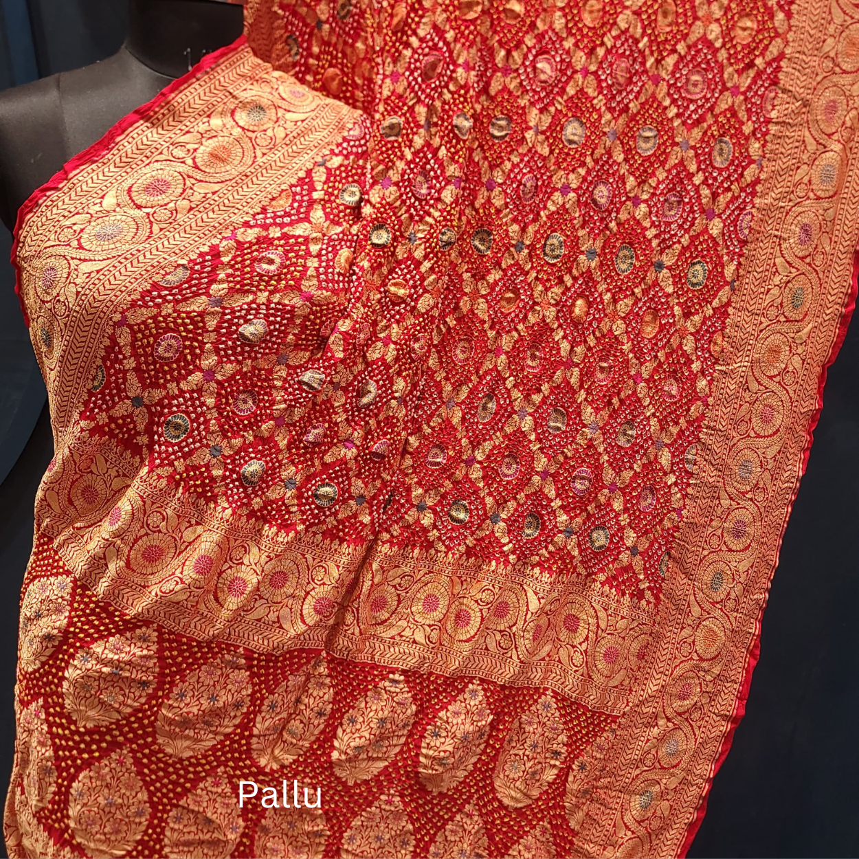 Pure Banarasi Khaddi Georgette Hand Bandhej Meenakari zari weaving Saree - Kalyanam By Swati