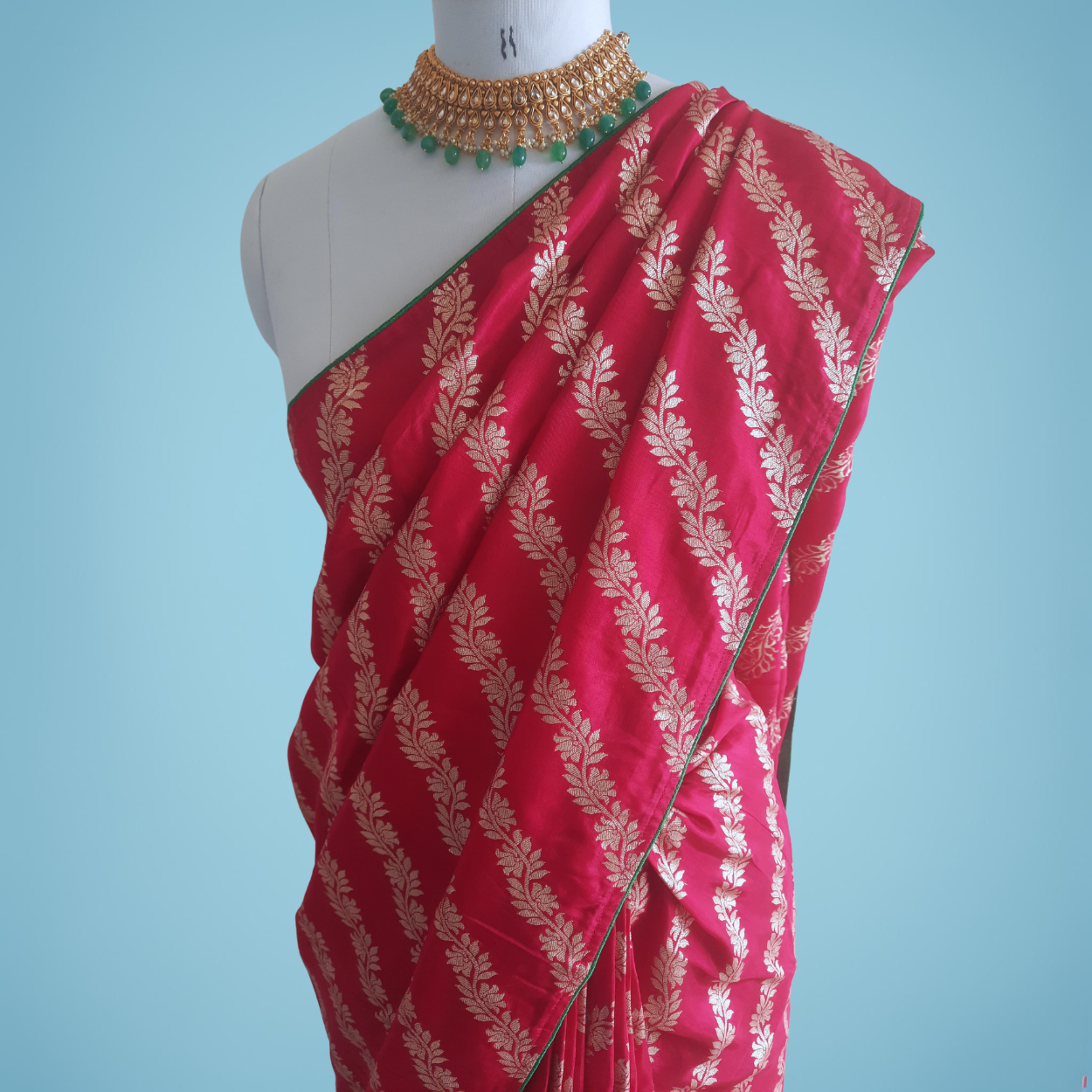 Pure Banarasi Crepe Silk Saree in Leheriya Style Hand Zari Weaving - Kalyanam By Swati