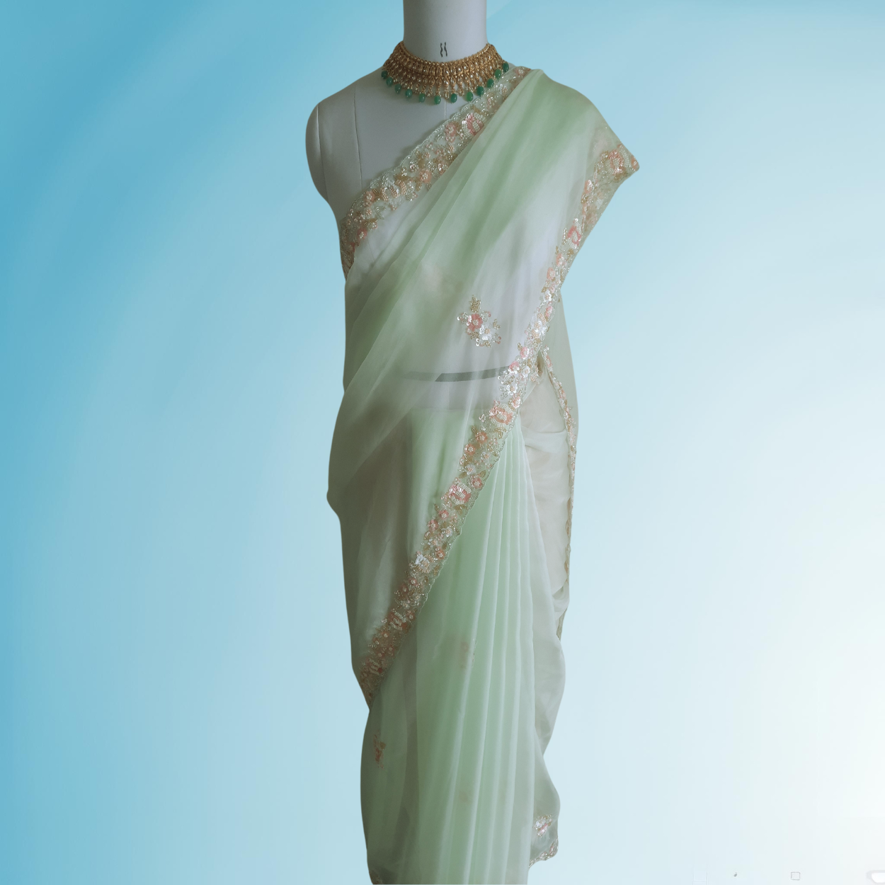 Pure organza party wear saree in handwork - Kalyanam By Swati