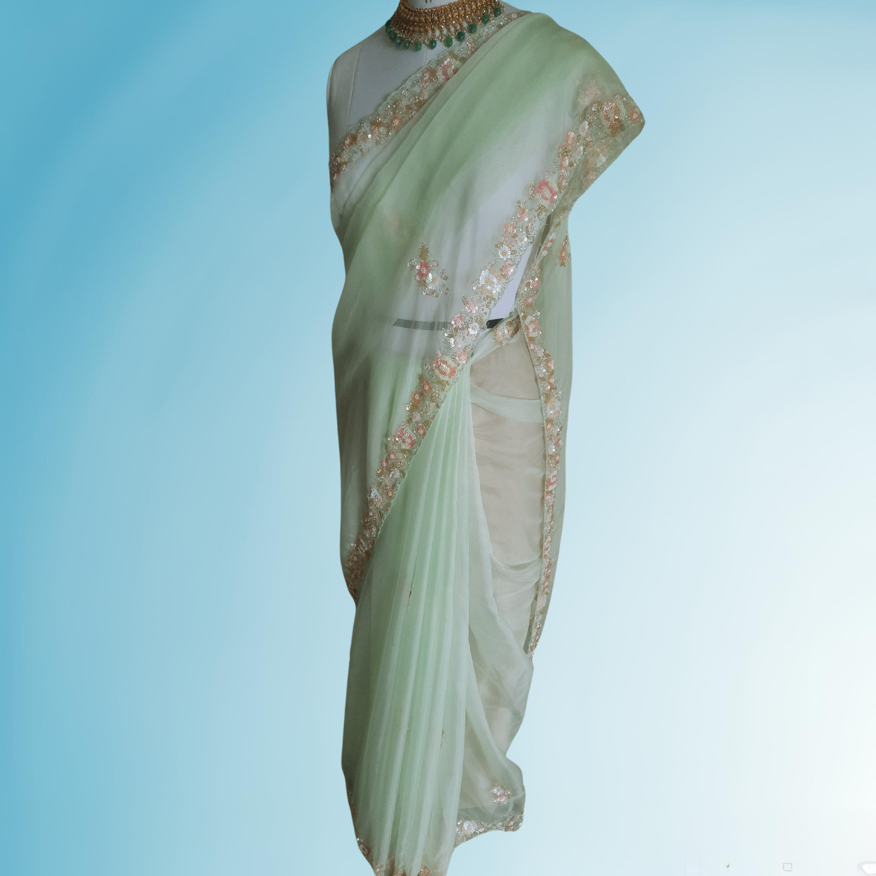 Pure organza party wear saree in handwork - Kalyanam By Swati