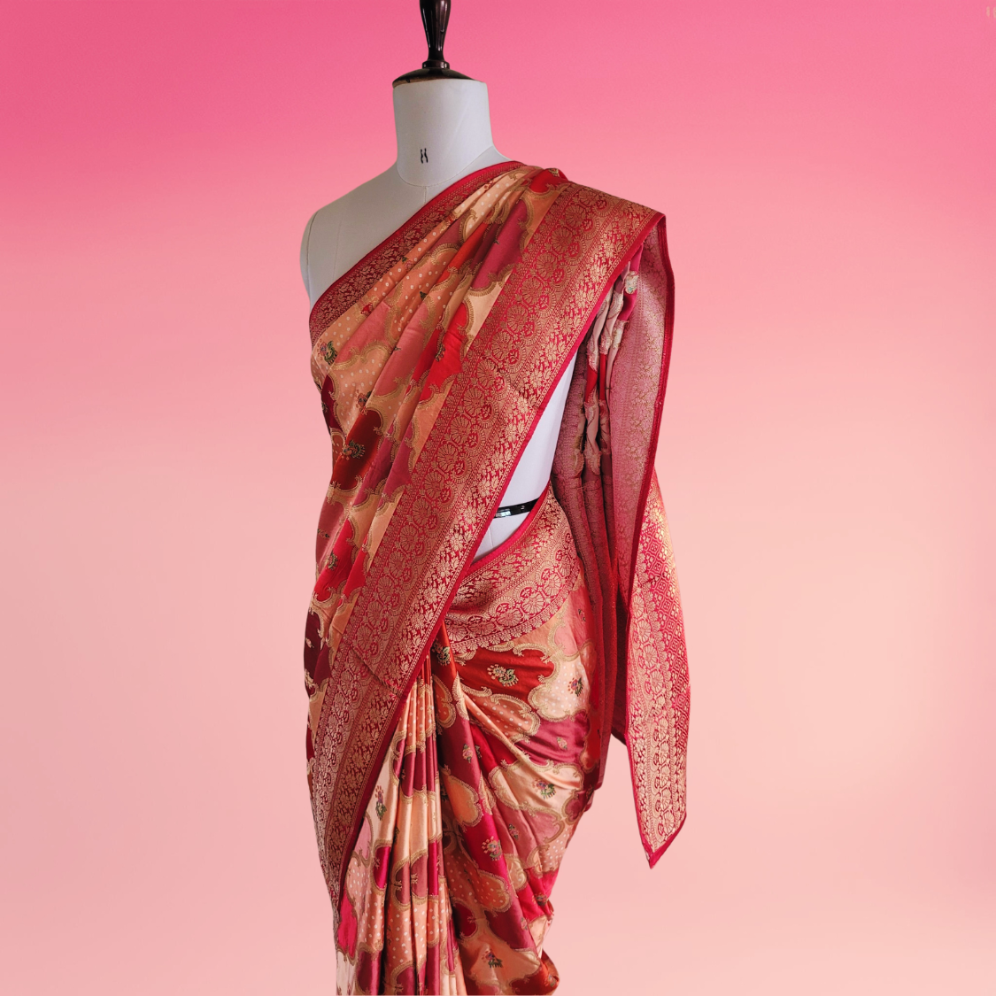 Banarasi Satin Mashru Silk Saree in Rangkaat Zari Weaving in Red Colour - Kalyanam By Swati