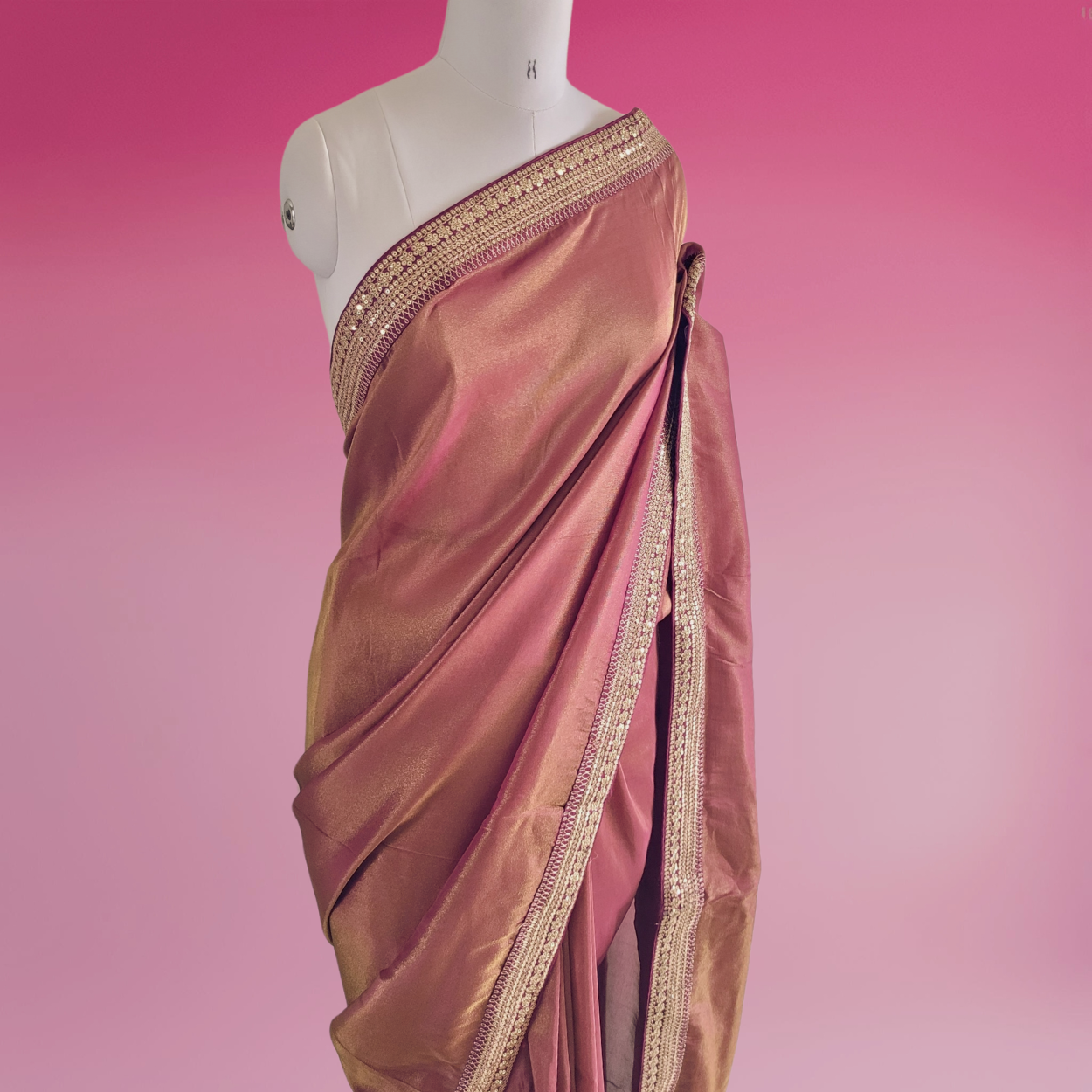 Purple Tissue Silk saree in Handmade Borders - Kalyanam By Swati