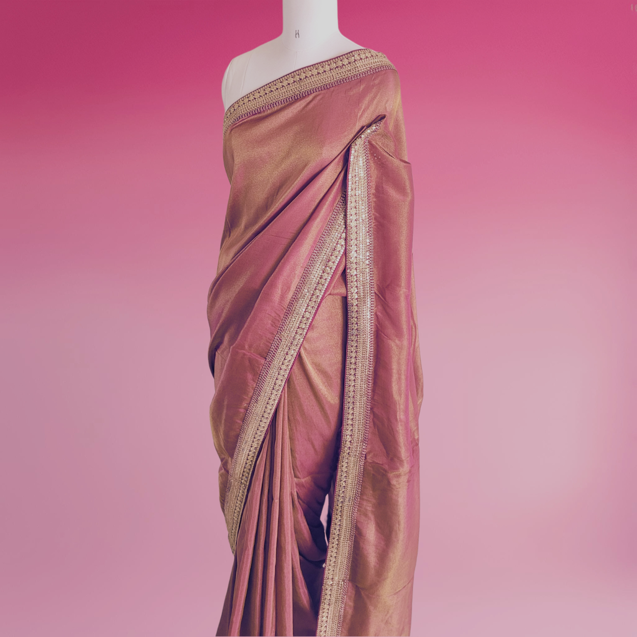 Purple Tissue Silk saree in Handmade Borders - Kalyanam By Swati