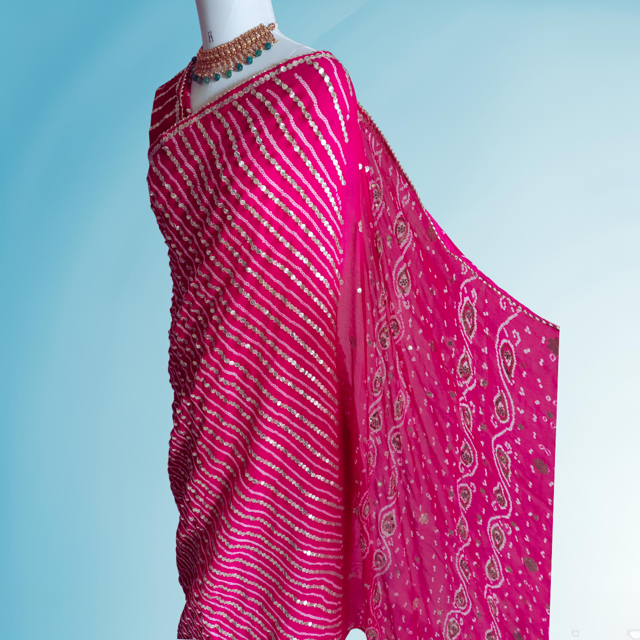 Pure georgette rajwadi bandhani saree in handwork - Kalyanam By Swati