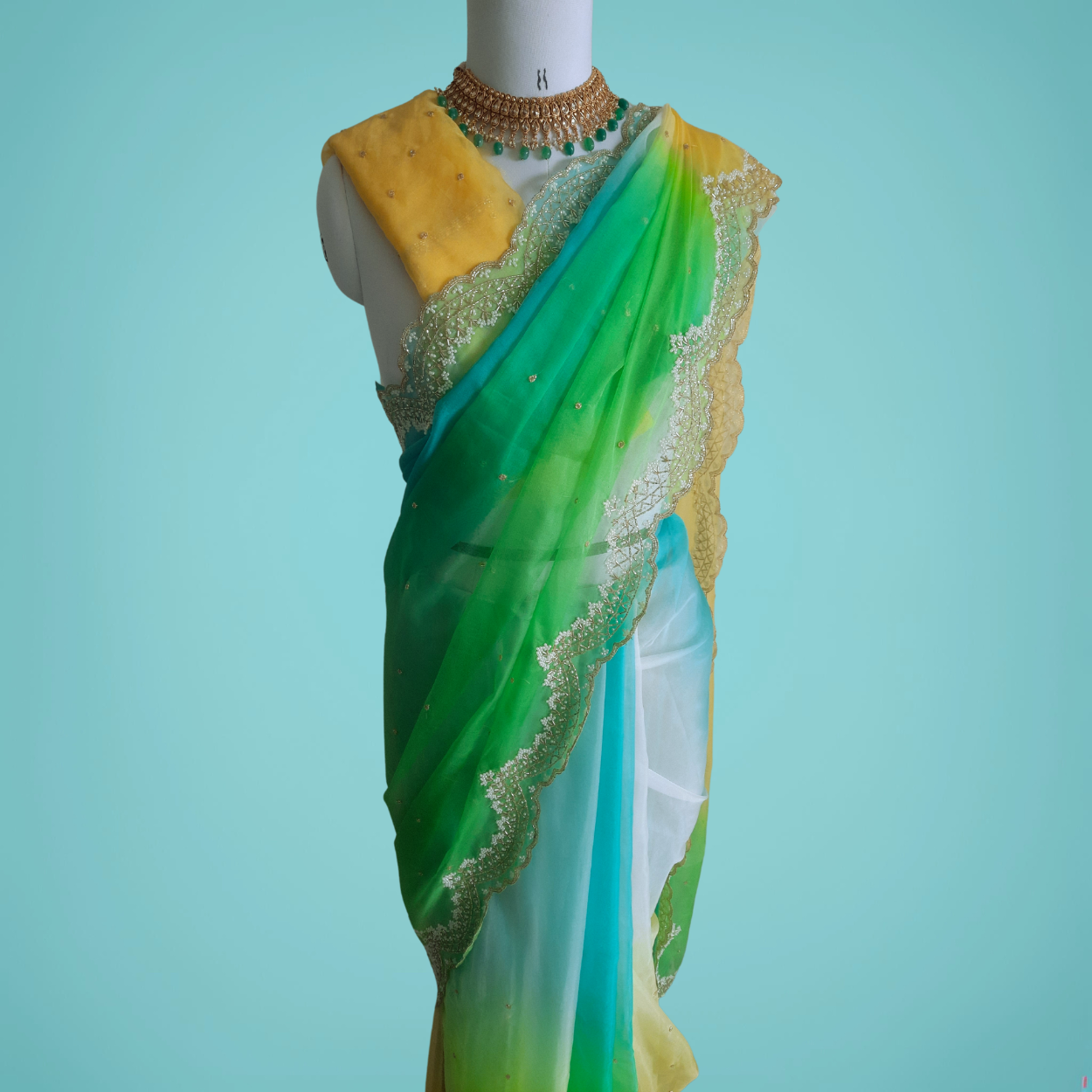 Pure Organza Saree in heavy cut dana and pearl handwork - Kalyanam By Swati