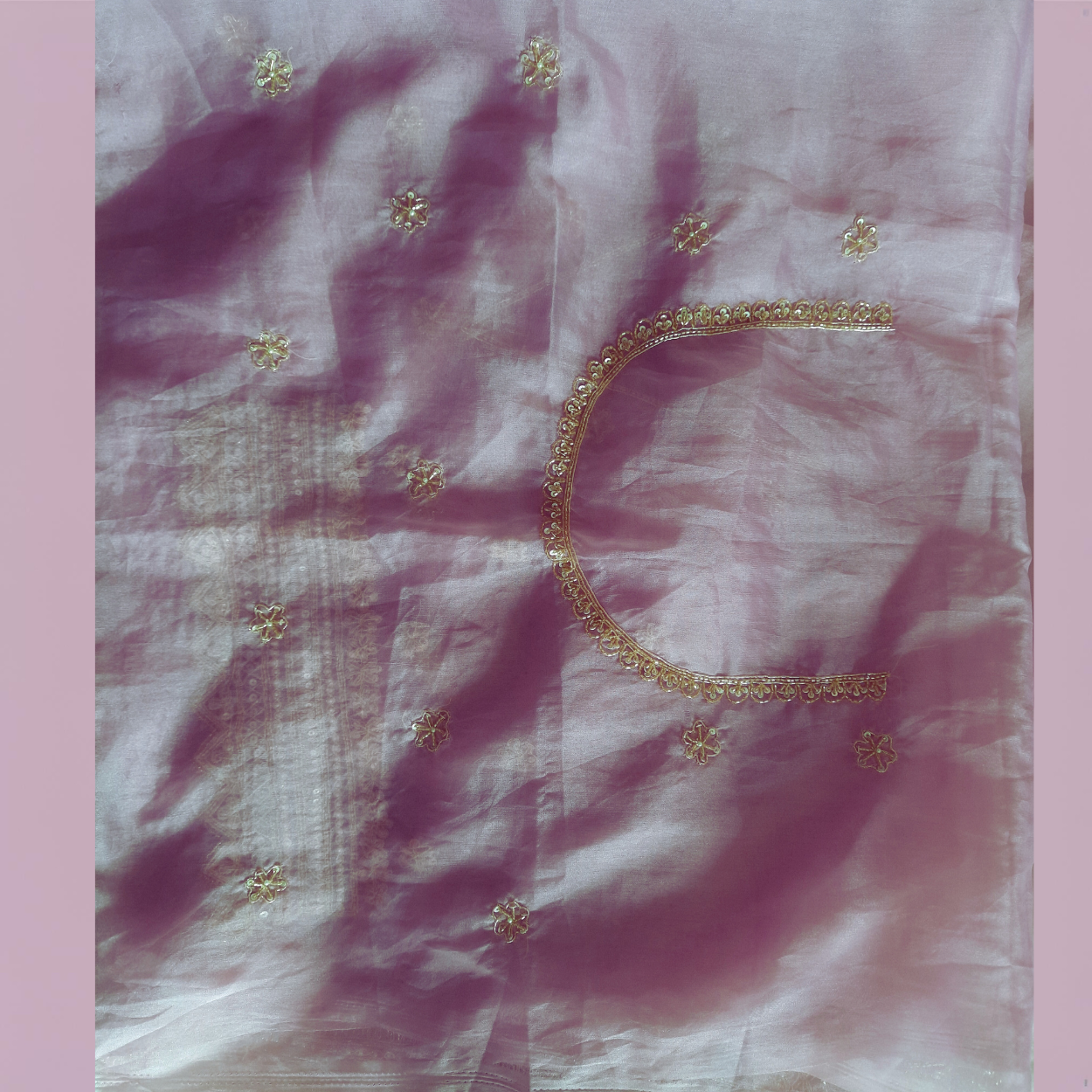 Pure Organza Saree in heavy zardozi handwork in lavender color - Kalyanam By Swati