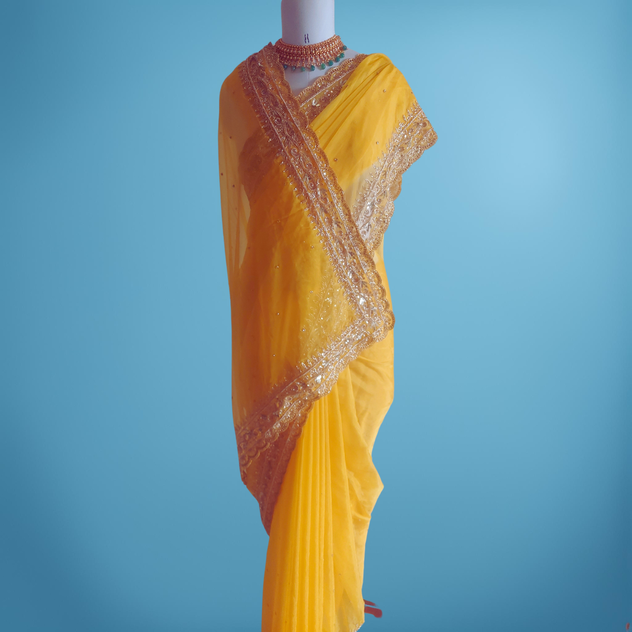 Party wear Pure Organza Silk Saree in heavy handwork - Kalyanam By Swati