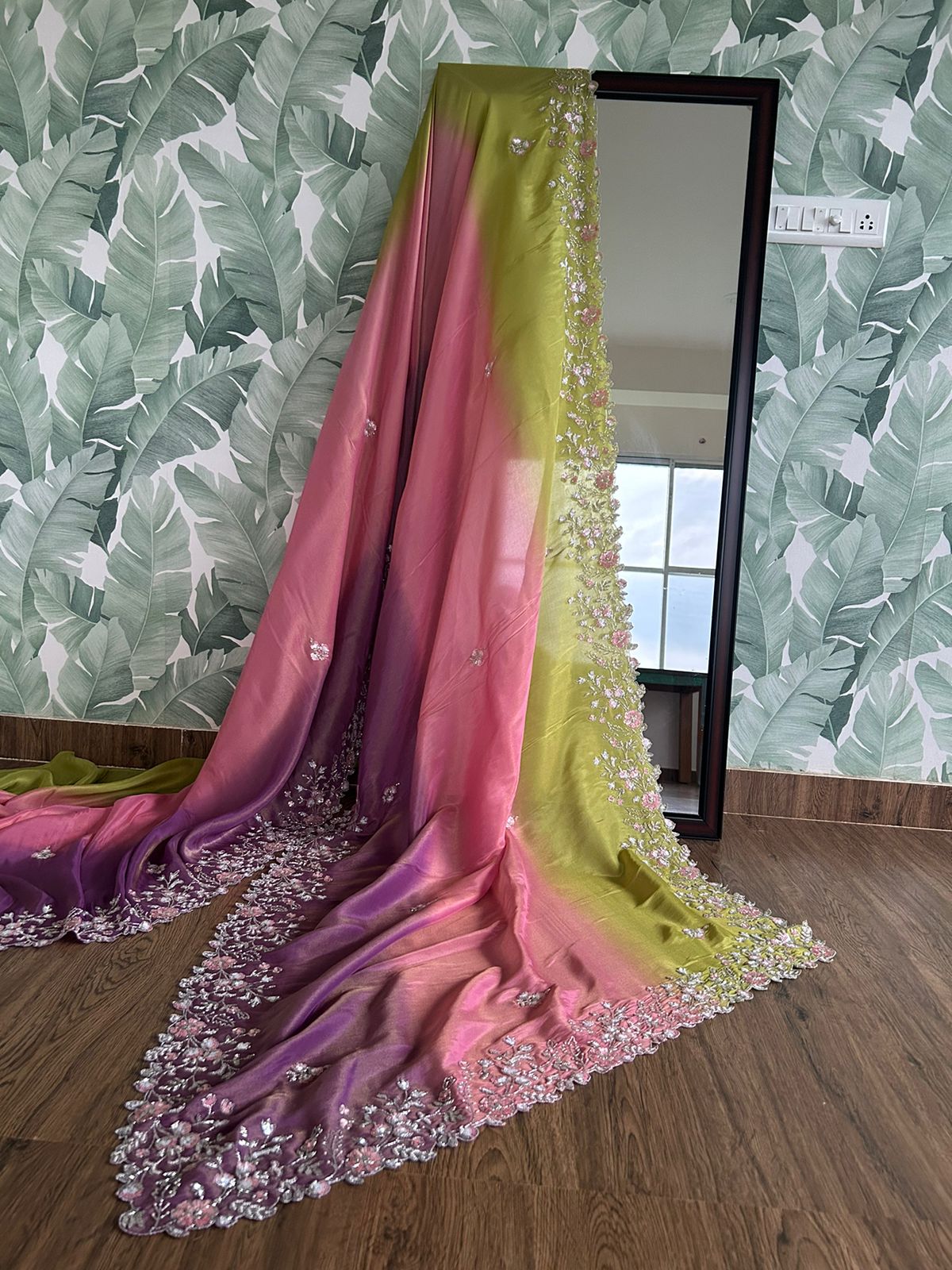 Ombre Shaded Pure Tissue Organza Silk in heavy handwork (On order only) - Kalyanam By Swati