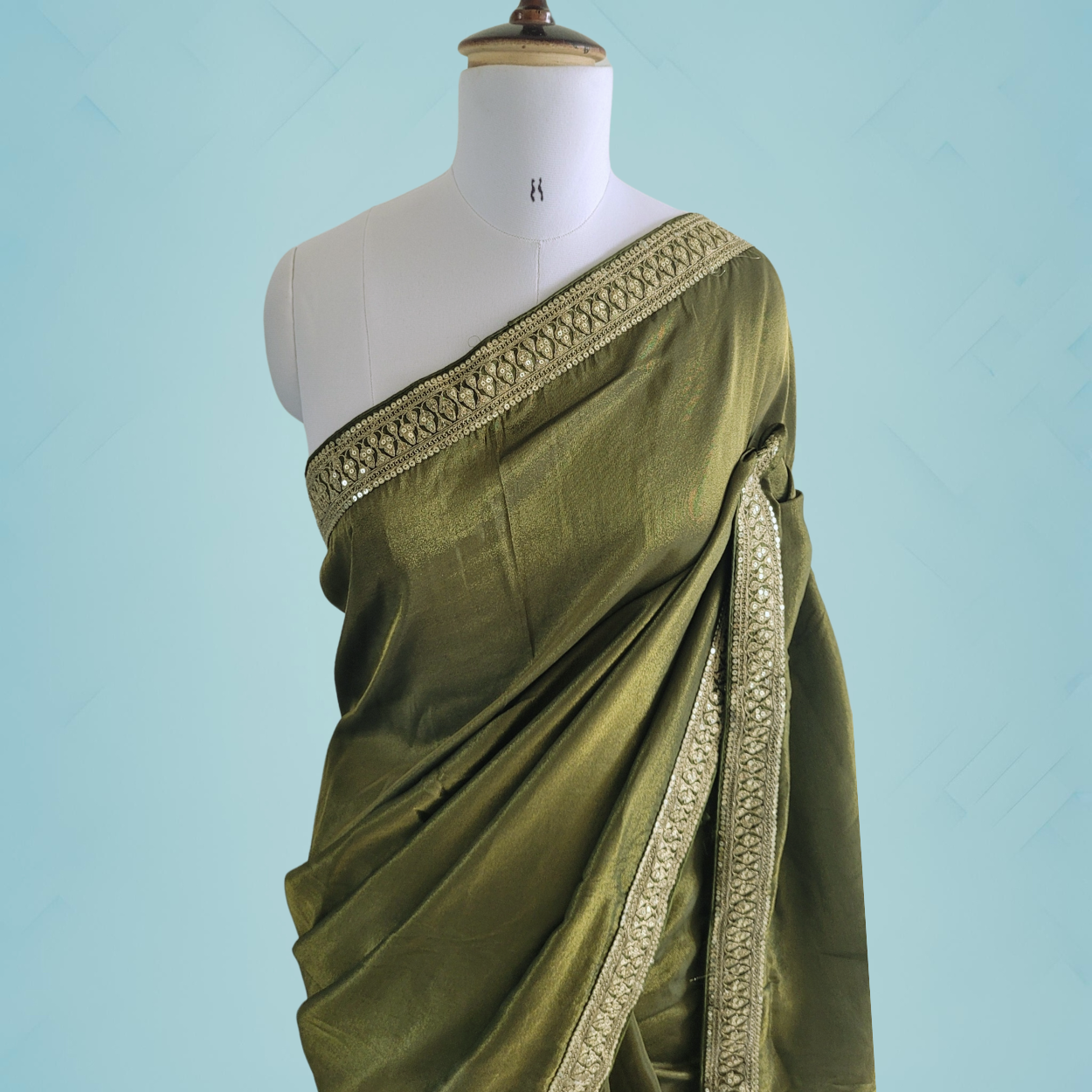 Green Tissue Silk saree in Handmade Borders - Kalyanam By Swati