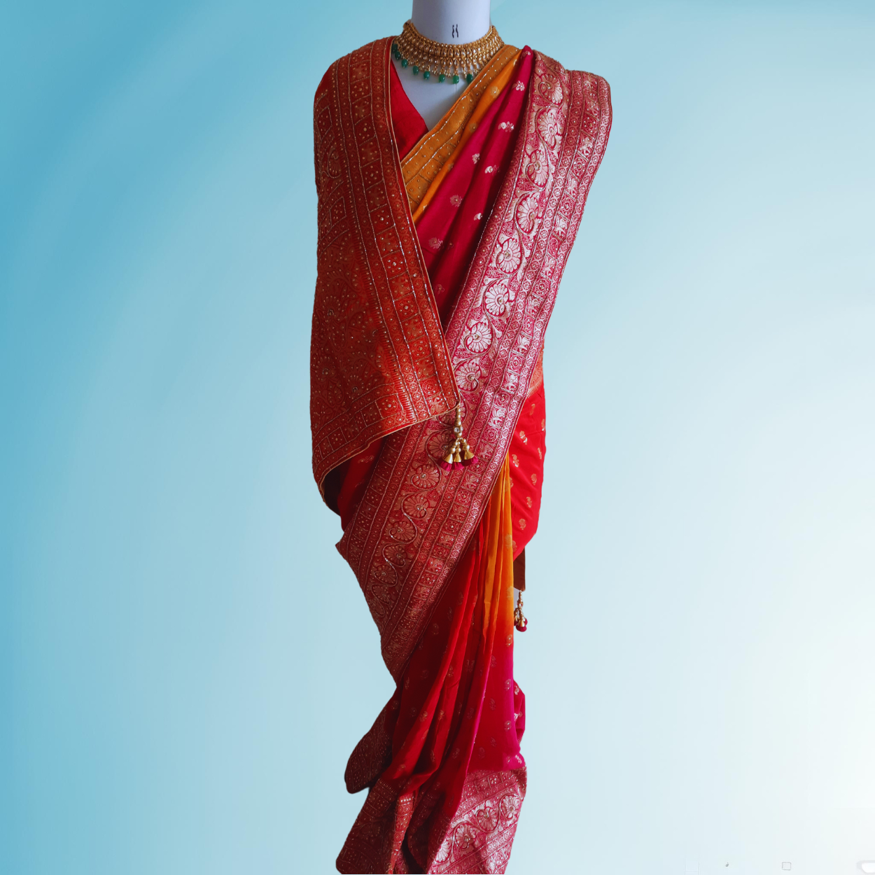 Bridal and wedding special Banarasi Silk Saree in all over handwork, heavy pallu - Kalyanam By Swati