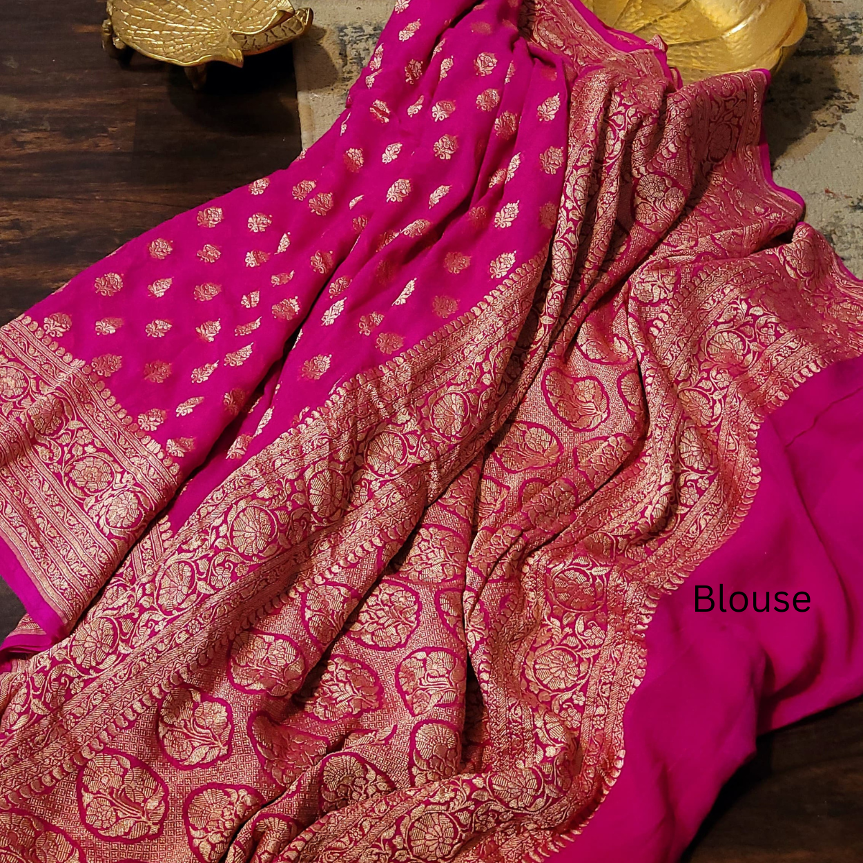 Pure Banarasi Khaddi Georgette Saree in Butta Zari Hand Weaving - Kalyanam By Swati