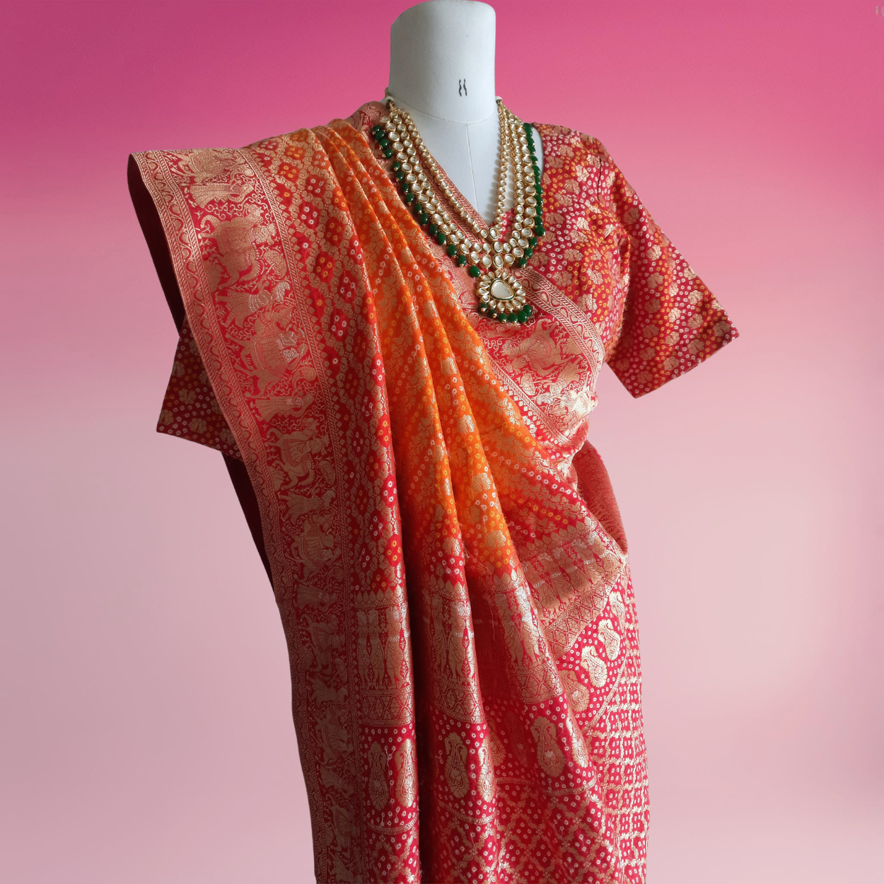 Pure Banarasi Silk Saree in Bandhani Weaving - Kalyanam By Swati