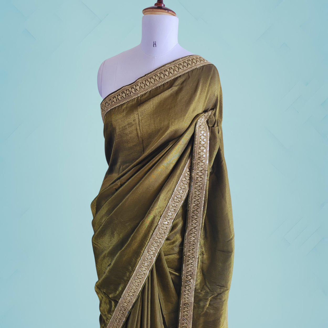 Green Tissue Silk saree in Handmade Borders - Kalyanam By Swati